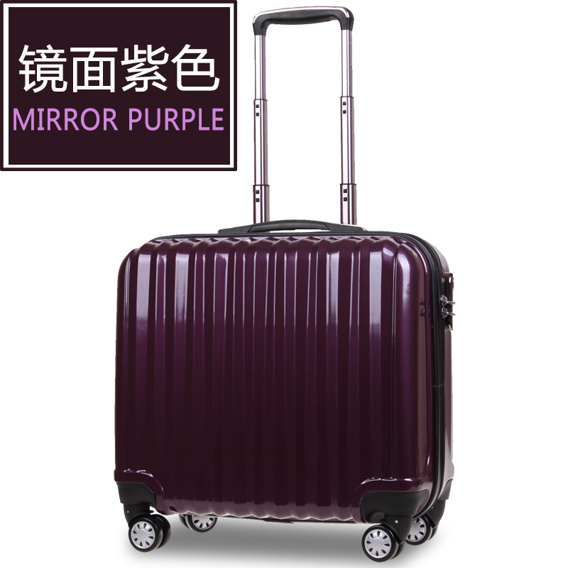 袋鼠万向轮拉杆箱PC登机箱14寸寸旅行箱男女行李箱玫瑰金防刮 14寸 紫色
