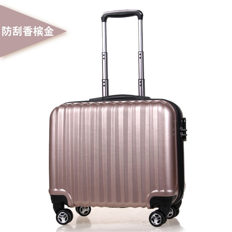 袋鼠万向轮拉杆箱PC登机箱14寸寸旅行箱男女行李箱玫瑰金防刮 16寸 防刮面香槟