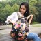 阎双女包双肩背包旅行包女帆布布艺复古风学生书包学院风2093_6 鹦鹉