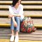 阎双女包双肩背包旅行包女帆布布艺复古风学生书包学院风2093_6 鹦鹉