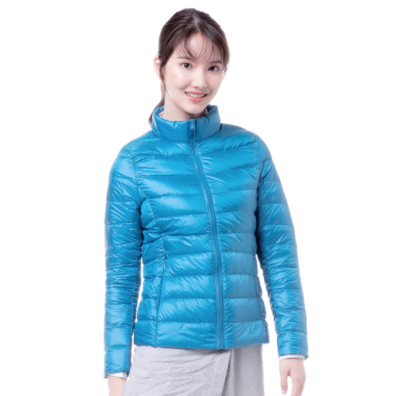 yaloo/雅鹿2018新款轻薄羽绒服女装短款修身立领羽绒轻型时尚显瘦外套 湖蓝 S