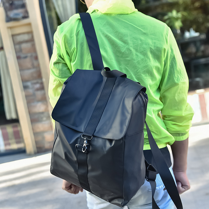 双肩包男简约大容量电脑背包防水书包女高中学生校园风双肩包潮包_5 蓝色
