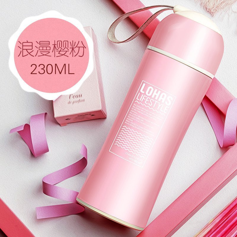 物生物(RELEA)COCO保温杯+男女士过滤茶杯便携不锈钢真空创意直身水杯子 浪漫樱桃