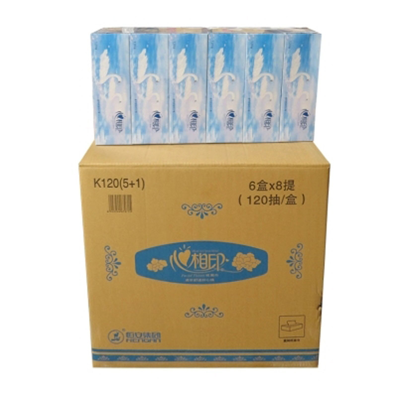 心相印K120抽盒抽 （天鹅）纸巾抽纸 6盒/包 48盒/件