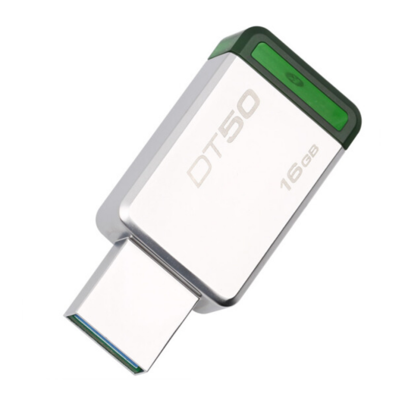 金士顿（Kingston）USB3.1 16GB 金属U盘 DT50 高速车载U盘 绿色