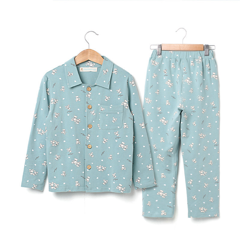 牧童儿童长袖睡衣童装男童睡衣春秋款女童2件套装家居服 120cm 浅蓝