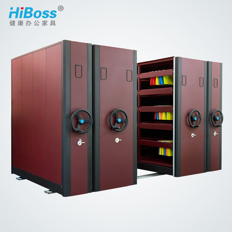 HiBoss 密集架移动档案密集架手摇式轨道钢制文件柜电动密集架