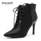 St&Sat/星期六新款尖头性感高跟优雅通勤短靴女鞋SS64117043 10黑色 39