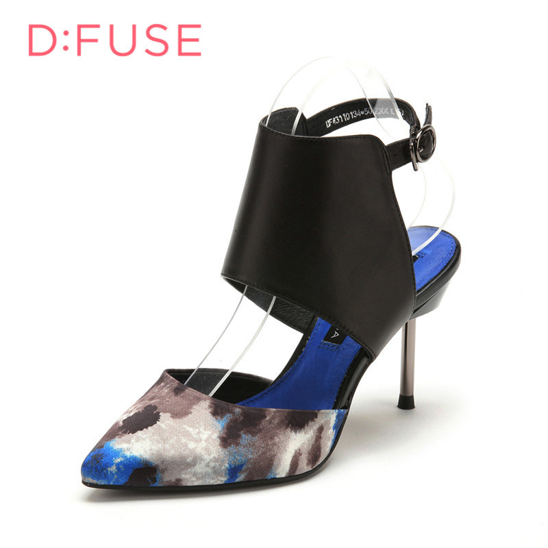 迪芙斯D:FUSE羊皮尖头高跟套脚纯色秋浅口女鞋DF43110134 蓝色 38