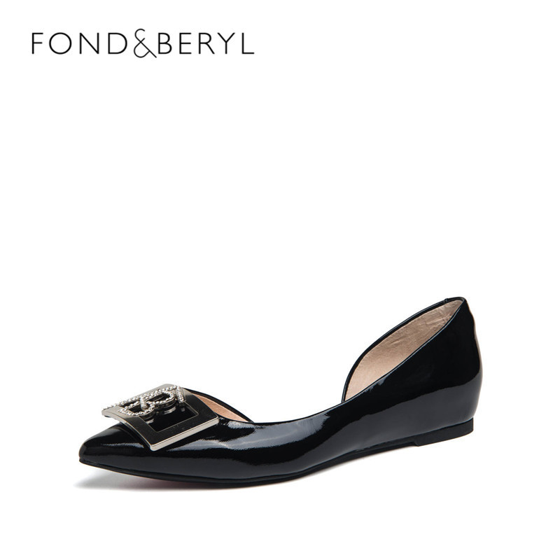 Fondberyl/菲伯丽尔方扣漆面牛皮女单鞋FB71114002 黑色 37