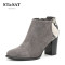 St&Sat/星期六尖头时尚粗高跟欧美短靴英伦女鞋SS64117311 80灰色 39