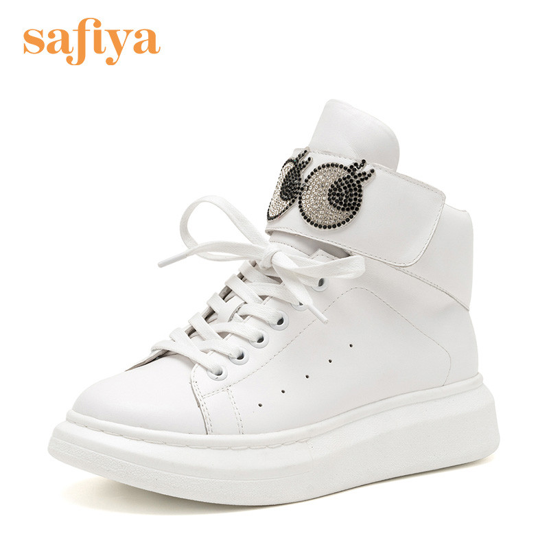 Safiya索菲娅牛皮卡通眼睛松糕底潮流休闲鞋女靴子SF64116001 40白色 39