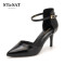 St&Sat/星期六尖头一字式扣带中空细高跟单鞋SS81114643 黑色 37
