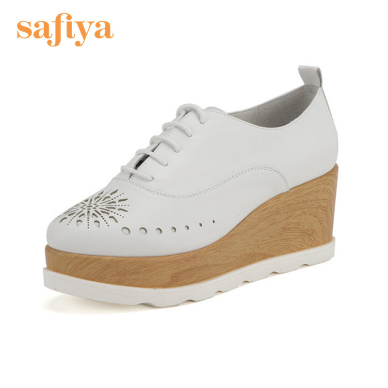 索菲娅Safiya牛皮春秋真皮深口高坡跟女士高帮鞋SF61112063 白色 39