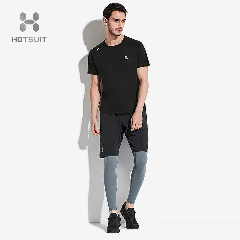 HOTSUIT后秀男款塑形系列运动圆领T恤健身跑步短袖上衣5702009 矿物黑 XXL