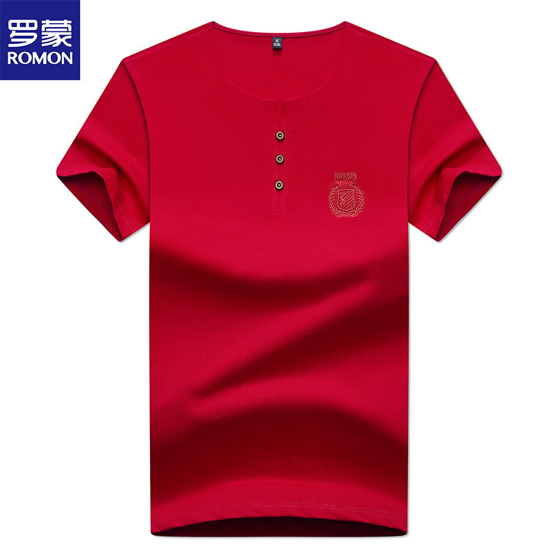 罗蒙（ROMON）男士T恤2018新款时尚潮流舒适轻薄8TX908126 185 红色
