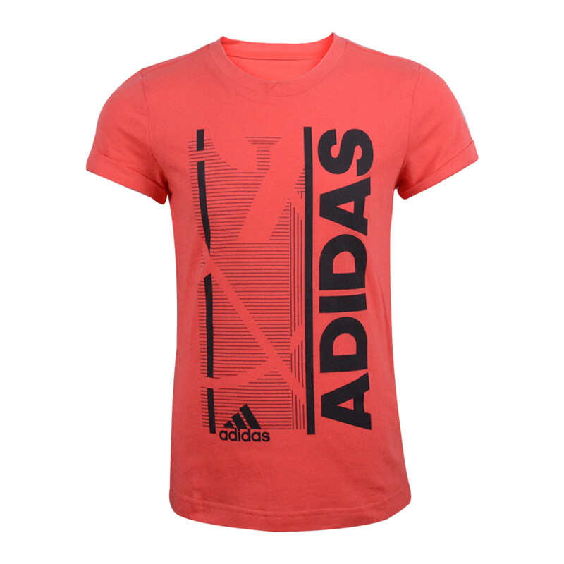 Adidas阿迪达斯童装2018年夏季新款女大童运动休闲透气舒适短袖圆领T恤CF6650 CF6741 128