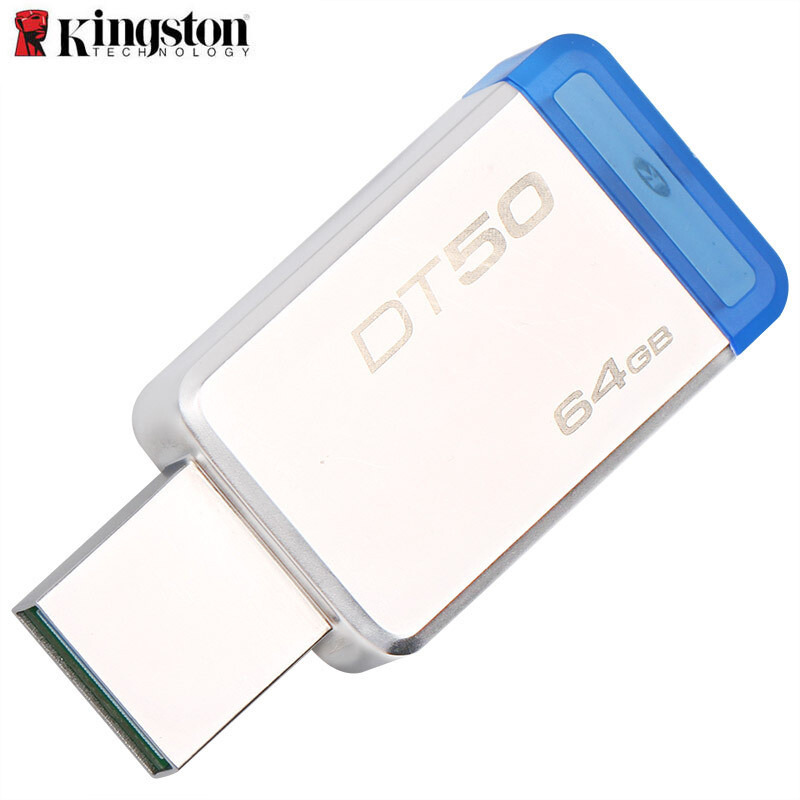 【精选】金士顿（Kingston）USB3.1 64GB 金属U盘 DT50 高速车载U盘 蓝色 64GB