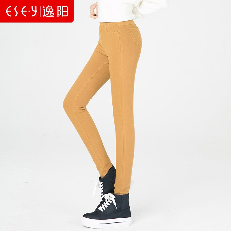 清仓2018春季新款紧身小脚显瘦红色彩色铅笔牛仔裤子女裤5223X_2 30/15 沙黄色