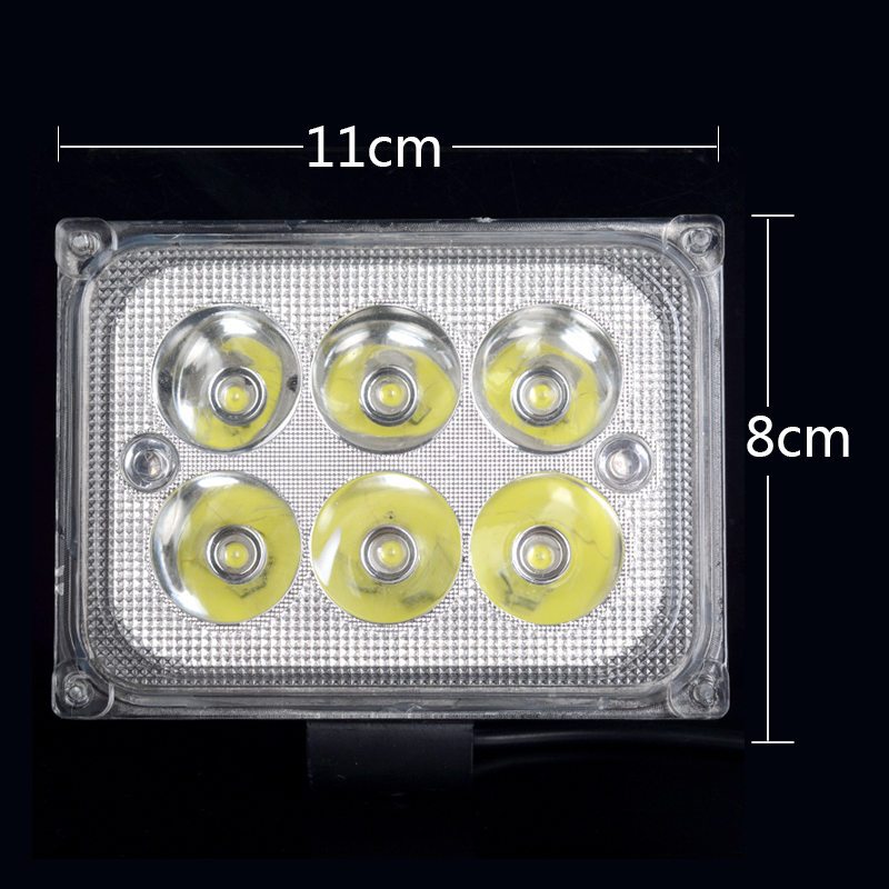 挖掘机汽车led大灯越野车LED射外置大灯12V24V货车铲车工作灯照明 方形六珠远近光
