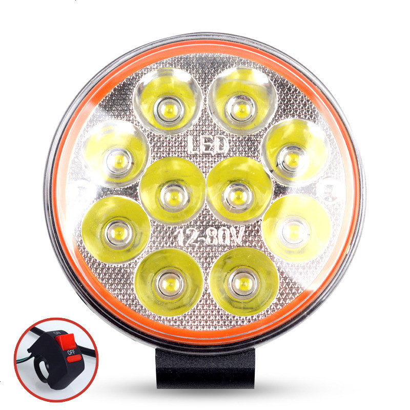 12v24v汽车led越野射灯车顶灯LED外置灯货车改装大灯叉车挖掘机灯 超10珠+开关