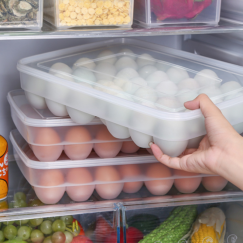 家英透明鸡蛋盒冰箱保鲜收纳盒34格塑料蛋托冷藏鸡蛋可叠加鸡蛋保鲜盒 34格鸡蛋盒