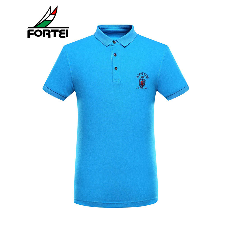 FORTEI富铤 POLO衫男士经典时尚休闲刺绣翻领短袖 54(185/XXL) 彩蓝色