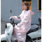 骑车防晒衣女夏季中长款全身防晒纯棉加长防紫外线摩托车遮阳披肩 花儿朵朵（118_薄牛仔）