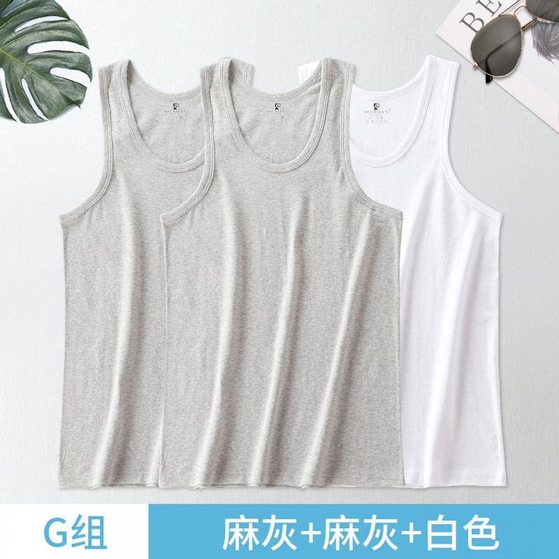 彼尔丹夏季男士全棉背心舒适合身时尚型男运动健身打底_1 G组 XXL
