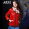 雪中飞（SNOWFLYING）羽绒服女五角星甜美修身连帽短款X1301048 180/100A 新朝阳红