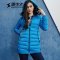雪中飞（SNOWFLYING）羽绒服女韩版修身连帽保暖时尚长款潮X1501046 160/84A 热带蓝