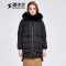 雪中飞（SNOWFLYING）貉子毛领羽绒服女中长款连帽修身显瘦百搭羽绒衣潮X1601722 黑色8056 155/80A