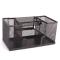 笔筒大号办公用品文具笔座创意时尚彩色多功能网状金属名片收纳盒_6 三格绿色