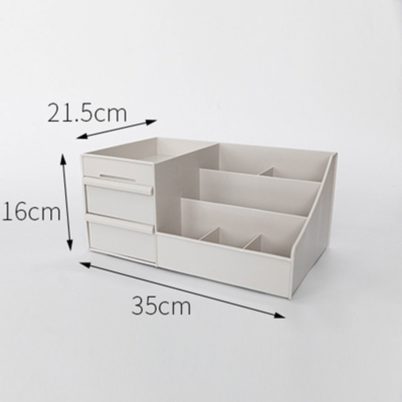 抽屉式储物盒桌面大号塑料文具收纳盒桌面化妆品收纳盒梳妆台首饰盒_1 灰色