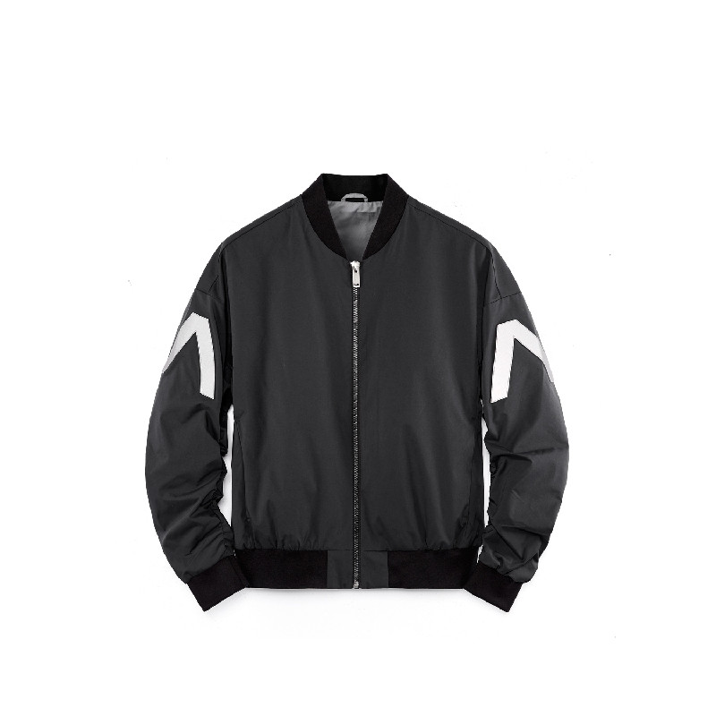HLA JEANS拼接装饰棒球领夹克2018秋季新品男装抽褶袖形外套男CWJAJ38067A 黑色67 180/96A