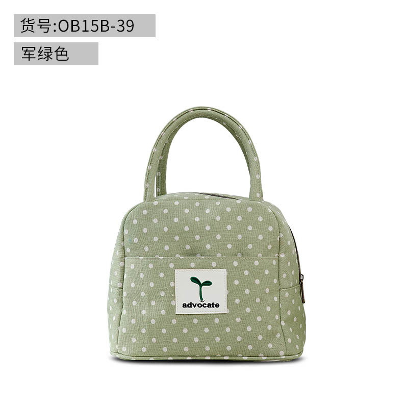 便当包手提包帆布女包学生带饭包手拎饭盒包袋可爱妈咪便当袋_4 OD15B-39绿色
