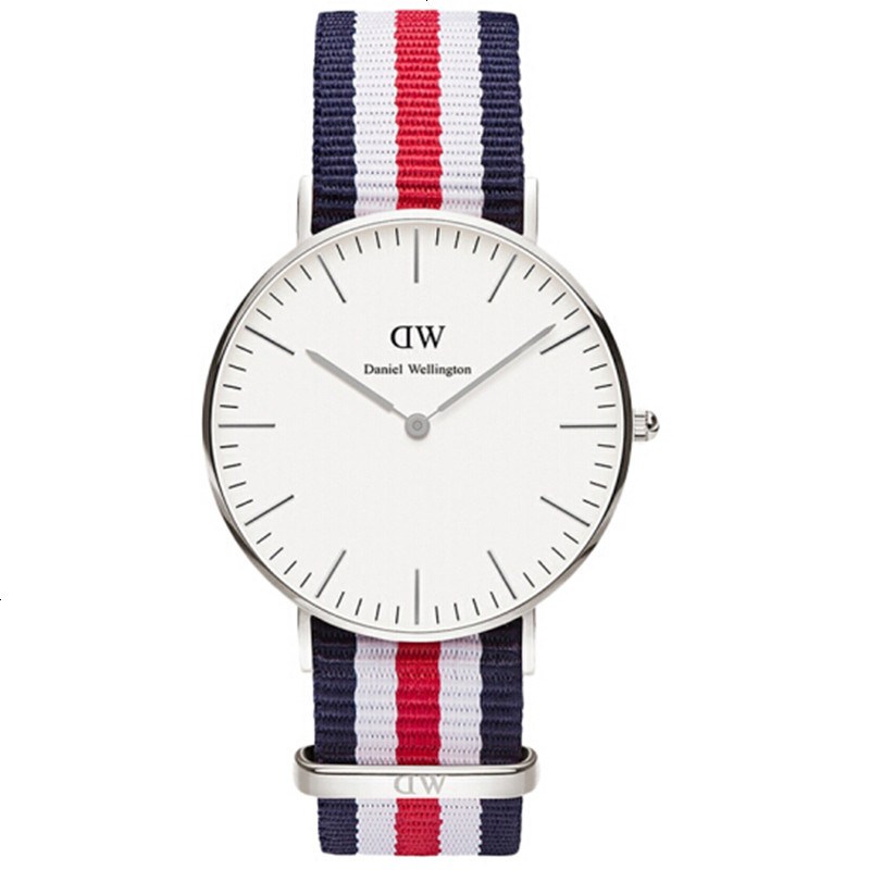 丹尼尔·惠灵顿(DW Daniel Wellington)DW 女士表银色边尼龙表带超薄女士 石英表 女 0_887 白色
