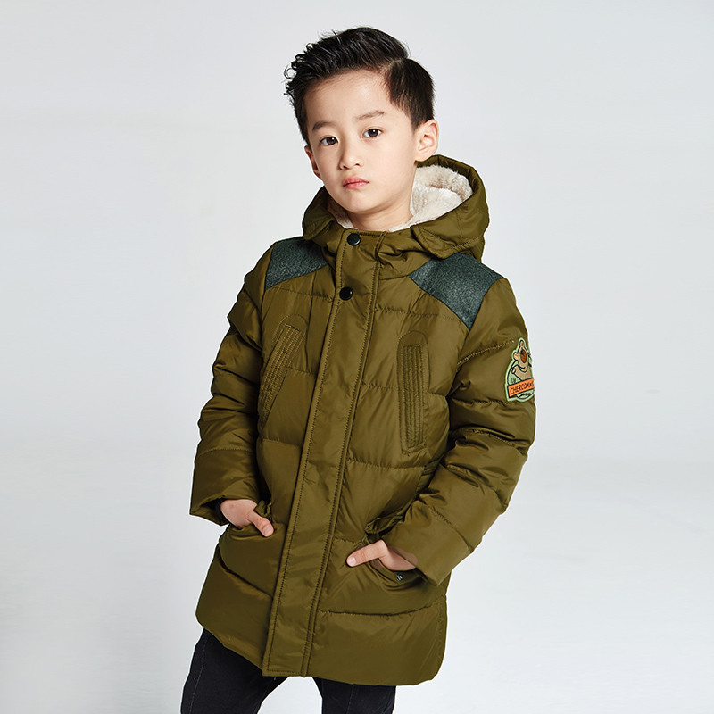 千仞岗2018秋冬新品童装羽绒服短款仿羊羔毛连帽男童套装-219869 120cm 503海藻绿