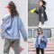 【梦娜思】新款刺绣长袖牛仔短外套女韩版宽松学生百搭BF风夹克上衣女 L 烟灰色