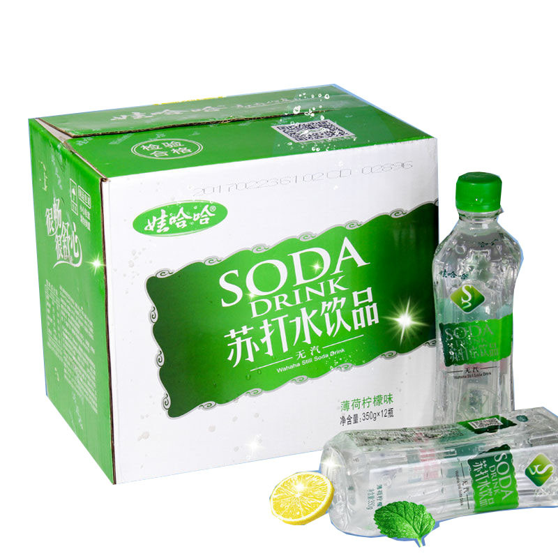 娃哈哈无气苏打水350ml*24瓶绿色薄荷柠檬碱性水 整箱