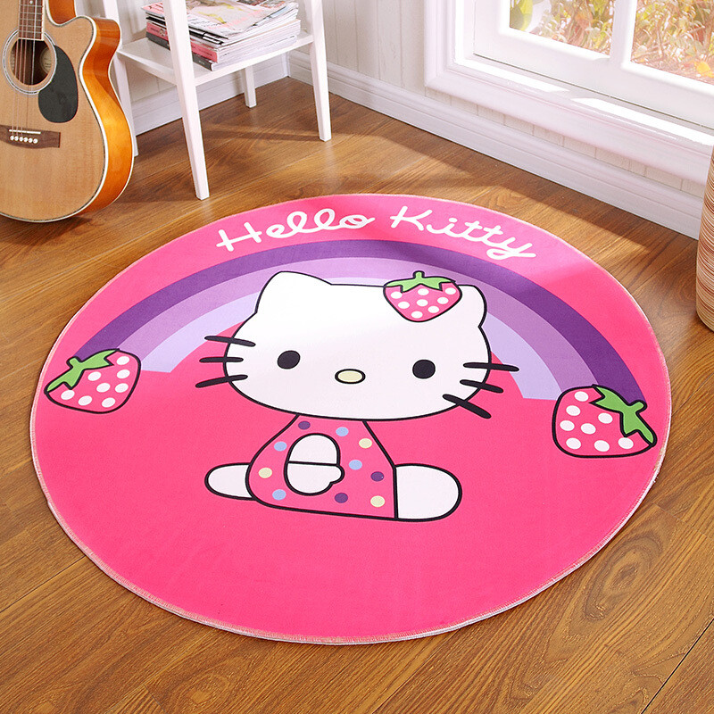 法耐(FANAI)地毯小樱可爱粉色拍照魔法阵圆形地毯儿童卧室床边衣帽间地毯电脑椅垫_7 直径1米 彩虹猫