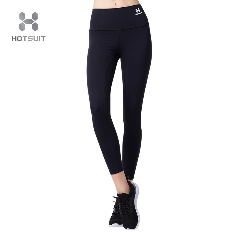 HOTSUIT后秀健身裤女2018秋季新款弹力紧身瑜伽裤薄款跑步运动裤6853007 矿物黑 XL
