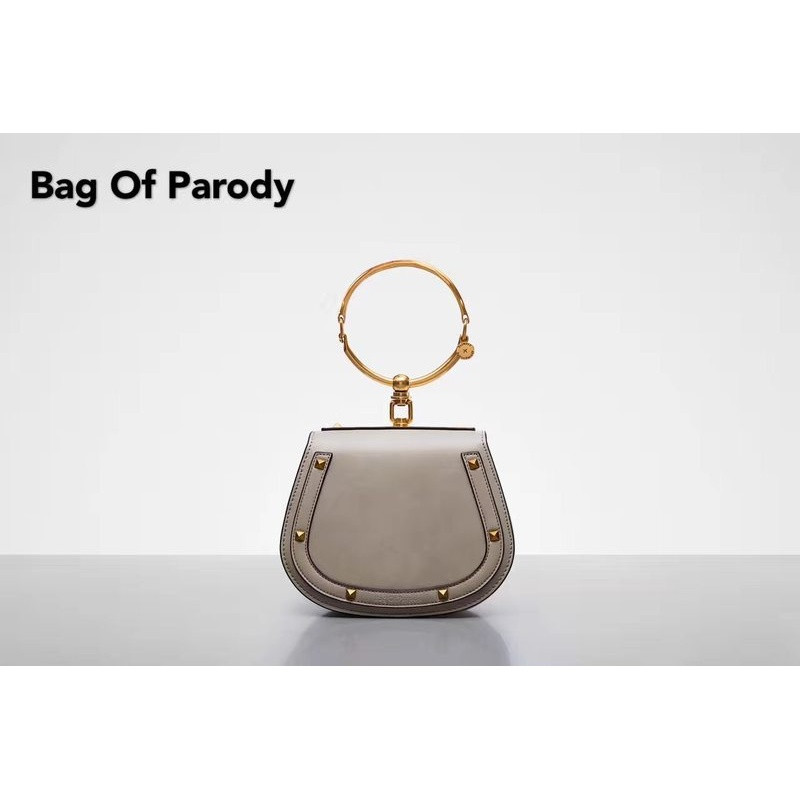 必欧品Bagofparody女圆环包小包手提包2018新款斜挎包马鞍包 灰色
