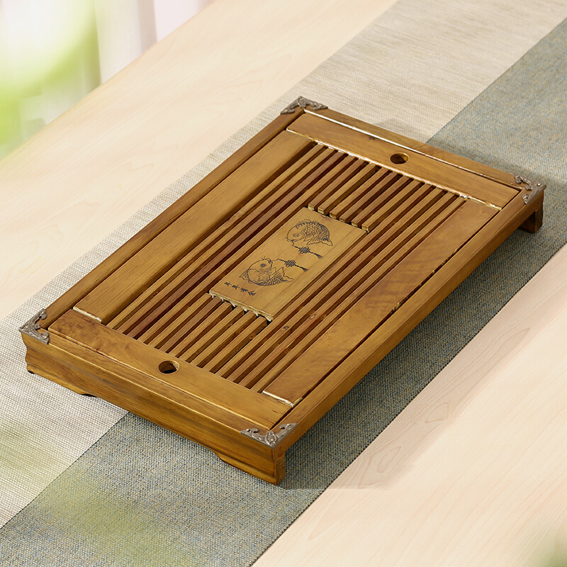 常生源 茶盘茶托实木抽屉式茶台茶海茶具配件 柯木棕茶盘
