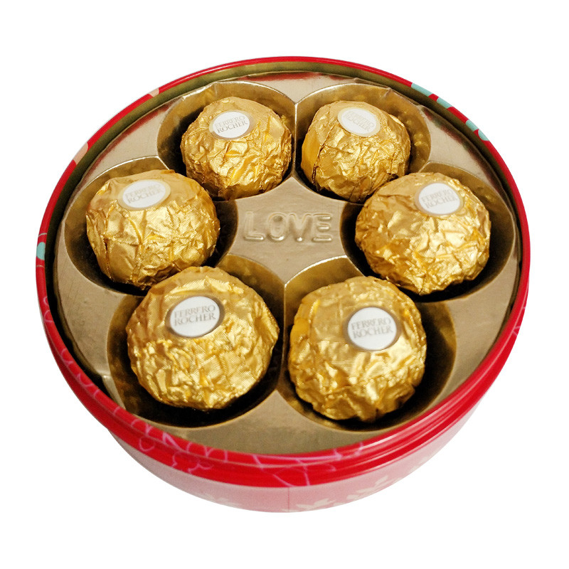 费列罗榛果威化巧克力圆形铁盒装6粒礼盒