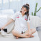 亨尔泰 家居服火焰鸟 睡衣女夏季纯棉短袖短裤薄款休闲韩版春夏全棉家居服两件套 韩版时尚夏款 浅白 M
