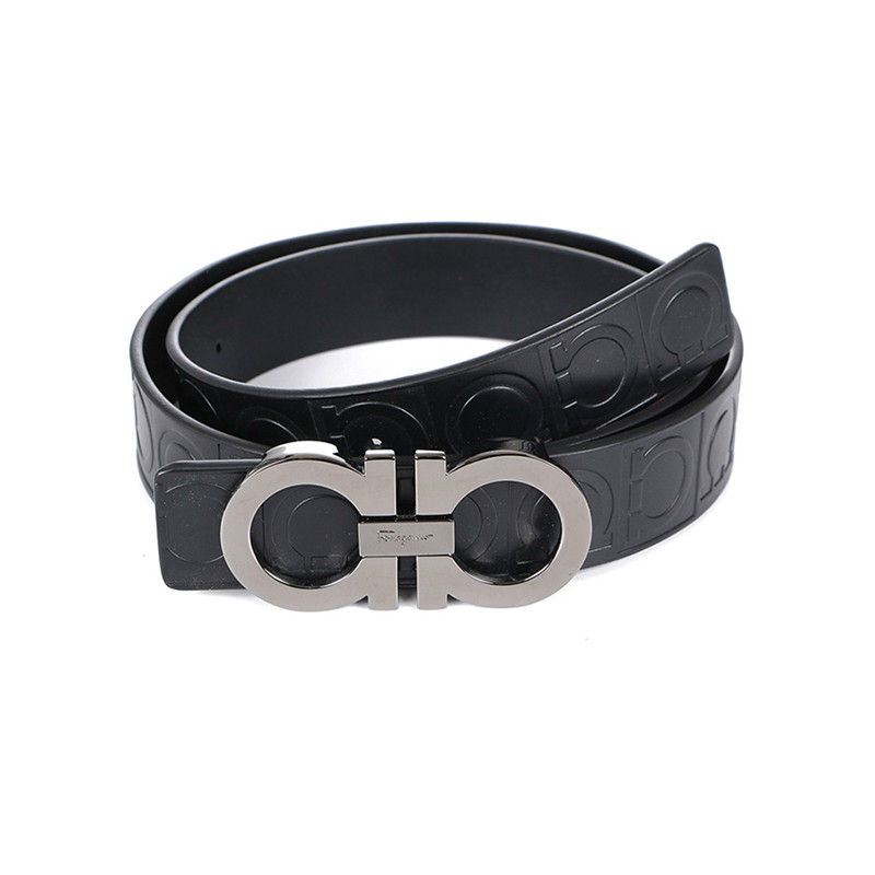 Ferragamo 菲拉格慕腰带 男士牛皮压花板扣式皮带箱包配件黑色95 CM 679169 05871 黑色