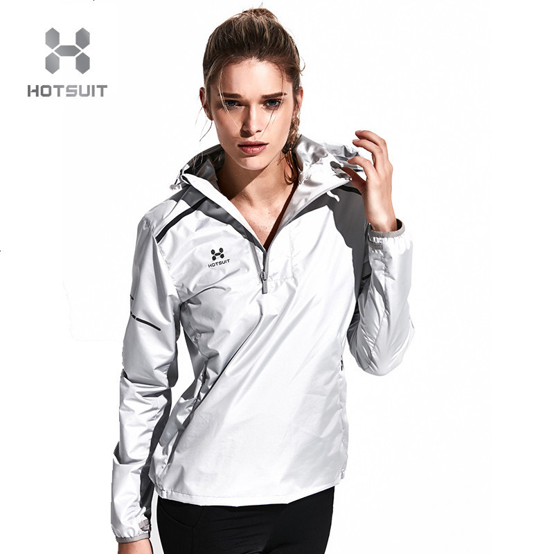 美国HOTSUIT后秀发汗系列女士暴汗衣减肥衣出汗服上衣降体服斜拉链发汗服 M 浅灰