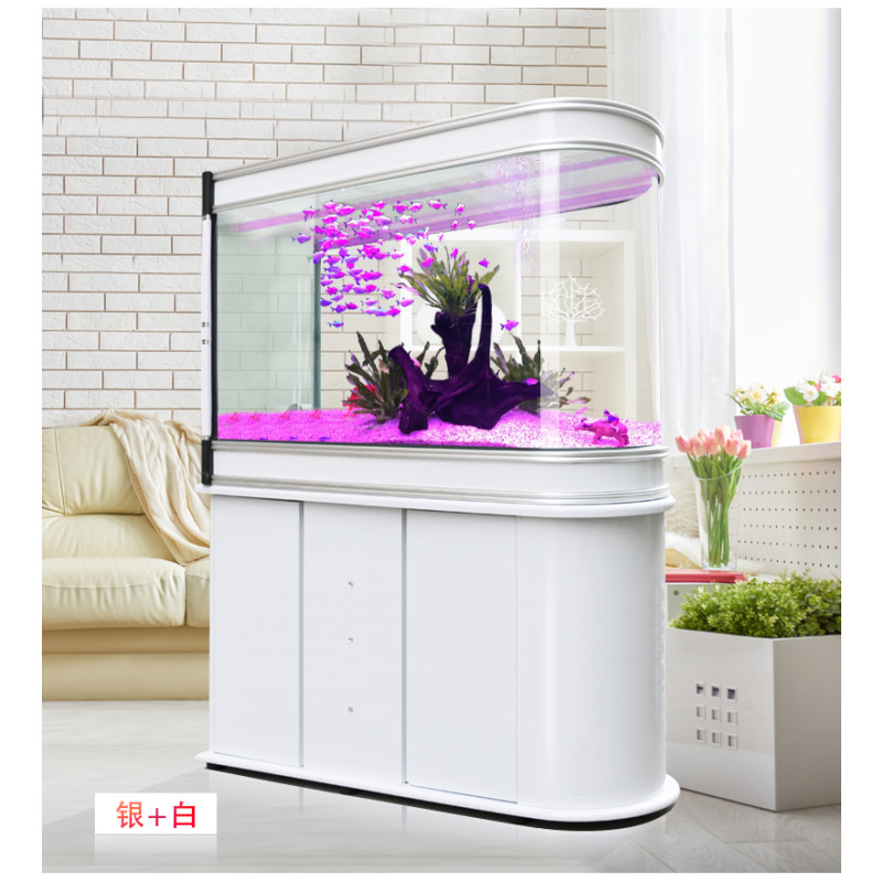 嘉洋家用玻璃鱼缸1米底部过滤生态水族箱客厅免换水金鱼缸 180cm长上过滤 银边+白