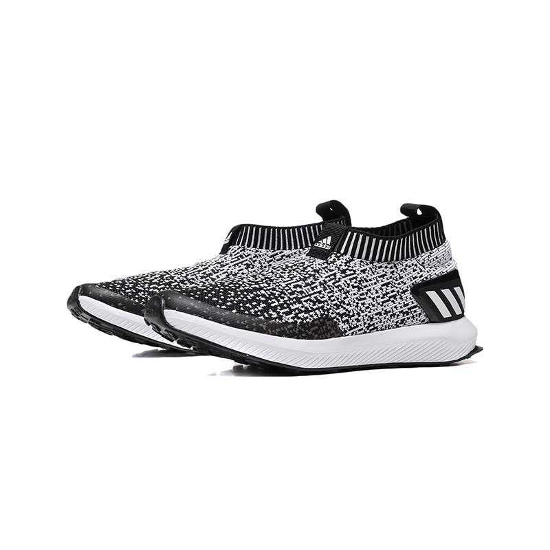 Adidas阿迪达斯男童鞋2018新款套脚休闲跑步运动鞋AH2595 AH25951号黑色+亮白 36码